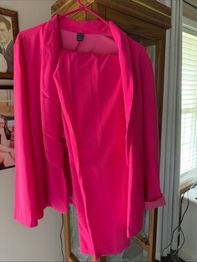 2 piece Womens Hot Pink Open-Front Blazer Jacket and pants